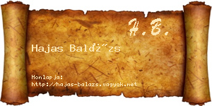 Hajas Balázs névjegykártya